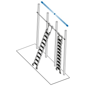 Scara pentru rafturi cu mecanism de rulare superior pentru sina din teava tubulara, 7 trepte, inaltime maxima de lucru 2.9m - Img 2