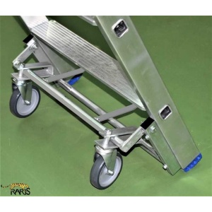 Scara platforma aluminiu RARIS, trepte late, blocare la picior, mobila, pliabila, tip SPMS - Img 8