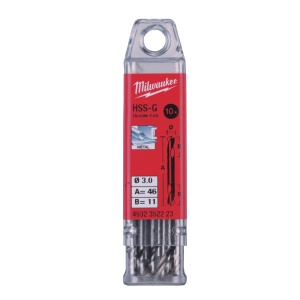 Set 10 burghie HSS Ground pentru metal cu două vârfuri MILWAUKEE Ø 3x11x46 mm - Img 2