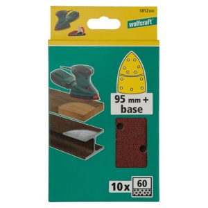 Set 10 foi abrazive autoadezive Wolfcraft 1812000, Gr. 60, perforate, foaie delta 95 mm + foaie baza cu scai - Img 2