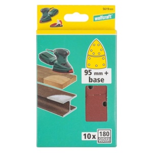 Set 10 foi abrazive autoadezive Wolfcraft 5619000, Gr. 180, perforate, foaie delta 95 mm + foaie baza cu scai - Img 2
