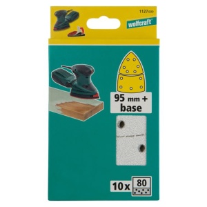 Set 10 foi abrazive Wolfcraft 1127000, Gr. 80, perforate, coala slefuire delta 95 mm + coala slefuire baza cu scai - Img 2