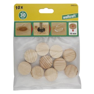 Set 10 placute conice din lemn cu diametrul de 30 mm Wolfcraft 2943000 pentru acoperirea capetelor de surub - Img 2