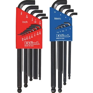 Set 22 piese Eklind combo de chei locas hexagonal lungi cu cap sferic, varianta Stubby in suport de plastic