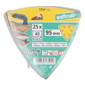 Set 25 foi abrazive autoadezive delta Wolfcraft 1850100, Gr. 40, 95 mm - Img 2