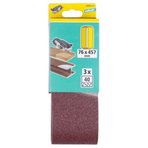 Set 3 benzi de slefuit Wolfcraft 1890000, pentru lemn si metale, Gr. A40, 76x457 mm - Img 2