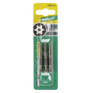 Set 3 biti siguranta Wolfcraft 1262000, TX25-27-30, 50 mm, prindere E63 - Img 2