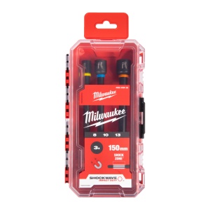 Set 3 chei tubulare magnetice cu coada Milwaukee 1/4"Hex, Shockwave Impact Duty™ - Img 2
