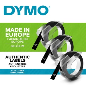 Set 3 Etichete embosabile DYMO Omega 9mm x 3m negru S0898130 S0847720 S0847730 520109 - Img 2