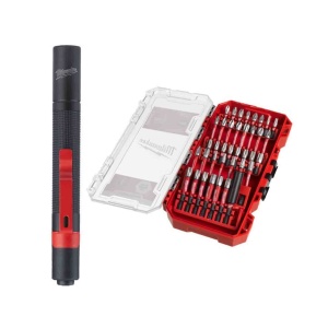 Set 38 de biți SHOCKWAVE IMPACT DUTY + lanternă tip stilou Milwaukee