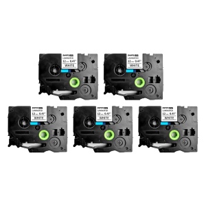 Set 5 Etichete SG compatibile Brother TZe-231 12mm x 8m negru alb Sanco Grup SG