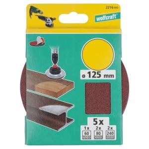 Set 5 foi abrazive Easy fix Wolfcraft 2216000, Gr. 60-240, D 125 mm - Img 2