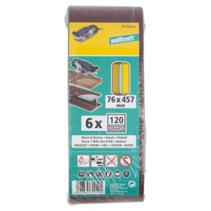 Set 6 benzi de slefuit Wolfcraft 3114000, pentru lemn si metale, Gr. A120, 76x457 mm - Img 2