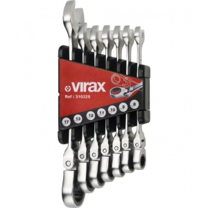 Set 7 chei cu cap flexibil si clichet VIRAX 8-17 mm