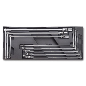Set 8 tubulare articulate cu maner culisant in suport termoformatat T63 Beta 7-19 mm