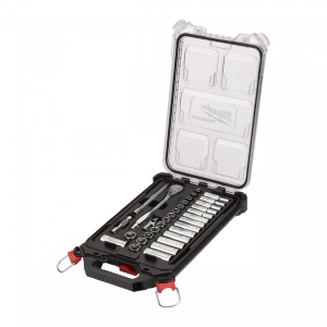 Set antrenor cu clichet ⅜″ + chei tubulare sistem metric (32 buc) în organizator mic PACKOUT™ - Img 2