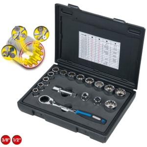 Set chei tubulare, KS TOOLS TRIPLEplus, 3/8"+1/2", 17 piese - Img 3