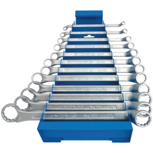 Set de chei inelare dublu cotite cu suport metalic 12 PIESE 6-32 mm