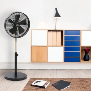 Ventilator cu picior, negru + lemn, CALIFORNIA - Img 2