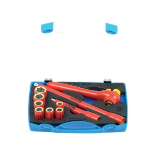 239VDEDP6P10 Trusa capete chei tubulare 3/8" izolate la 1000 V in cutie de plastic / 10 piese - 621647