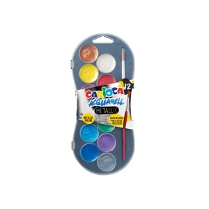 Acuarele Carioca Mettalic 12 cul/set + pensulă