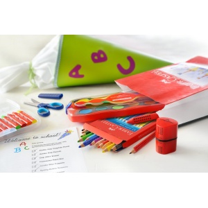Ascuțitoare plastic triplă cu container grip 2001 roșie/albastră Faber-Castell - Img 4