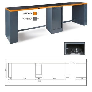 Banc de lucru dublu, 4m, portocaliu C55BO/D4 - Img 2