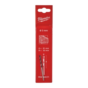 Burghie pentru lemn cu vârf de centrare - DIN 7487 E Milwaukee (Lungime totală (mm): 60, Ø (mm): 3, Tijă prindere: 3 mm tijă cilindrică) - Img 2