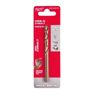 Burghie RED COBALT pentru metal - DIN 338 Milwaukee Ø 6.5x63x101 mm - blister 1 buc - Img 2
