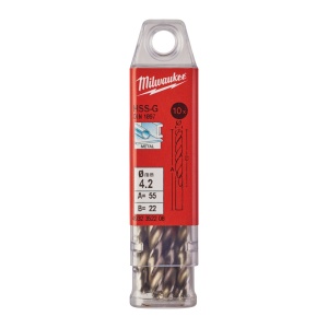 Burghie scurte MILWAUKEE HSS Ground pentru metal - DIN 1897 Ø 4.2x22x55 mm - set 10 buc - Img 2
