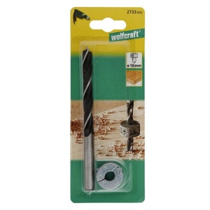 Burghiu 10 mm, cu opritor si varf de centrare, pentru lemn si placaje Wolfcraft 2733000, crom vanadiu, cu opritor de profunzime din zinc turnat sub presiune - Img 2