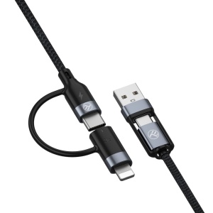 Cablu 4in1 Tellur USB/Type-C to Type-C (PD65W)/Lightning (PD20W), 1m, negru - Img 2