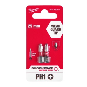 Cap surubelnita Philips (PH) Milwaukee SHOCKWAVE - PH1 x 25 mm - 2 buc - Img 2