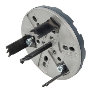 Carota de taiere reglabila pentru instalarea spoturilor incorporate Wolfcraft 5986000, D35, 55, 60, 68, 70, 75, 80, 85 mm adancime taiere 30 mm tija triunghiulara D 8.5 mm