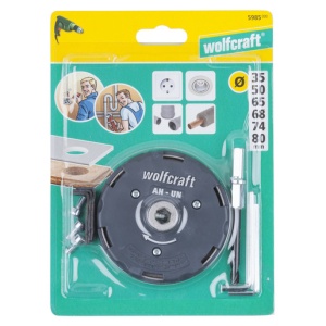Carota de taiere reglabila universala Wolfcraft 5985000, D35, 50, 65, 68, 74, 80 mm adancime taiere 30 mm tija triunghiulara D 8.5 mm - Img 6