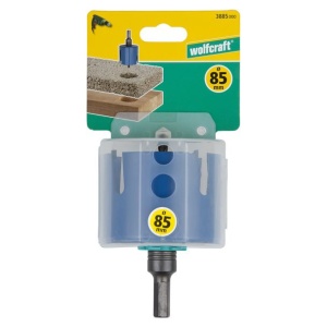 Carota universala completa Wolfcraft 3885000, diametru 85 mm, cu burghiu de centrare HM cu diametrul de 8 mm si tija hexagonala - Img 2