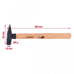 Ciocan pentru lacatus cu coada din lemn de Hickory, KS TOOLS, 200 g - Img 2