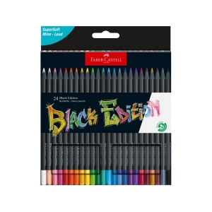 Creioane colorate triunghiulare black edition Faber-Castell 24 culori/set