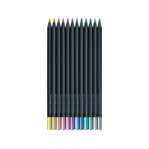 Creioane colorate triunghiulare black edition metalizate Faber-Castell 12 culori/set - Img 2