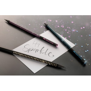Creion grafit B triunghiular grip sparkle lemn negru midnight gold Faber-Castell - Img 3