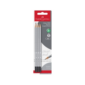 Creion grafit HB cu gumă grip 2001 Faber-Castell 3 buc/blister
