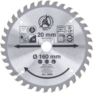 Disc placat BGS pentru circular, 160 x 20 mm, 36 dinti