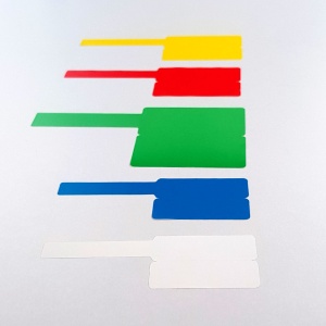 Etichete stegulet F pentru cabluri 25 x 30mm + 40mm, alb, polipropilena, pentru imprimanta M110 M200, 100 buc rola - Img 3