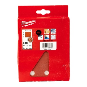 Foi abrazive pentru șlefuitoare cu vibrații 115 x 107 mm Milwaukee (Granulație: 240) - 10 bucati - Img 2