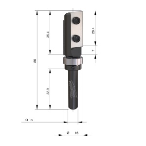 Freza lemn de profil cu sablon cu cutite din carbura interschimbabile Milwaukee S8, 16/80mm - Img 2