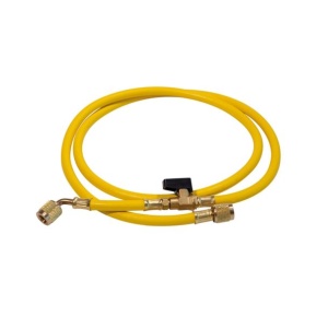 Furtun de presiune Rothenberger “Plus” cu robinet cu bilă galben, 1/4″ SAE, 1.5 m