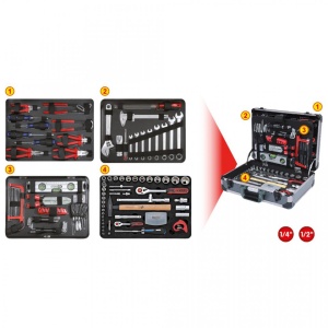 Geanta cu scule, KS TOOLS, 1/4" + 1/2", 127 piese - Img 8