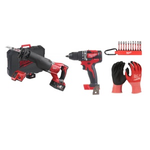 Kit Fierastrau sabie cu acumulator, BSX-402X, 18 V+ Masina de gaurit 18V, 2 baterii, incarcator, geanta, accesorii