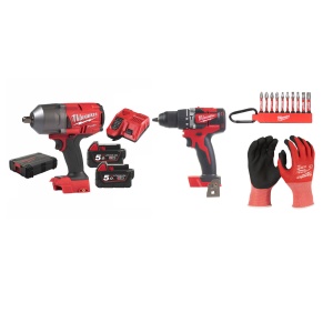 Kit Masina de insurubat cu impact ½˝, ONEFHIWP12-502X, 18 V+ Masina de gaurit 18V, 2 baterii, incarcator, geanta, accesorii