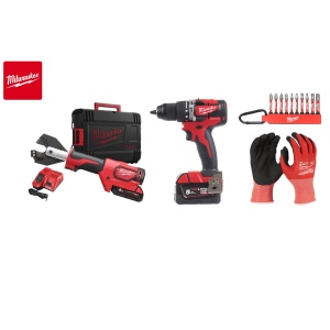 Kit Taietor hidraulic, ∅ 22.5 mm, ONEHCC-201C ACSR SET, 18V + Masina de gaurit 18V, 2 baterii, incarcator, geanta, accesorii